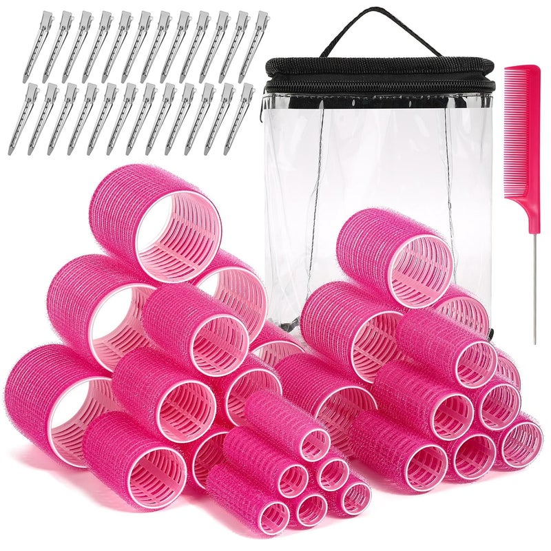 Audab 56 Pcs Hair Roller Set for Blowout Look, Long Medium Short Hair Volume; 30Pcs Rollers, 5 Sizes, 24 Pcs Clips, Storage Bag - Image 1